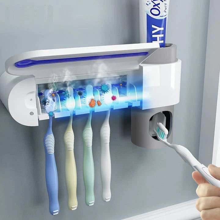 Toothbrush Sanitizer Family Case with UV Light and Toothpaste Dispenser